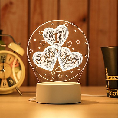 ĐÈN LED TẠO HÌNH 3D SÁNG TẠO TRANG TRÍ PHÒNG NGỦ, hình gấu trái tim I love you, quà tặng người yêu bạn trai gái vợ chồng