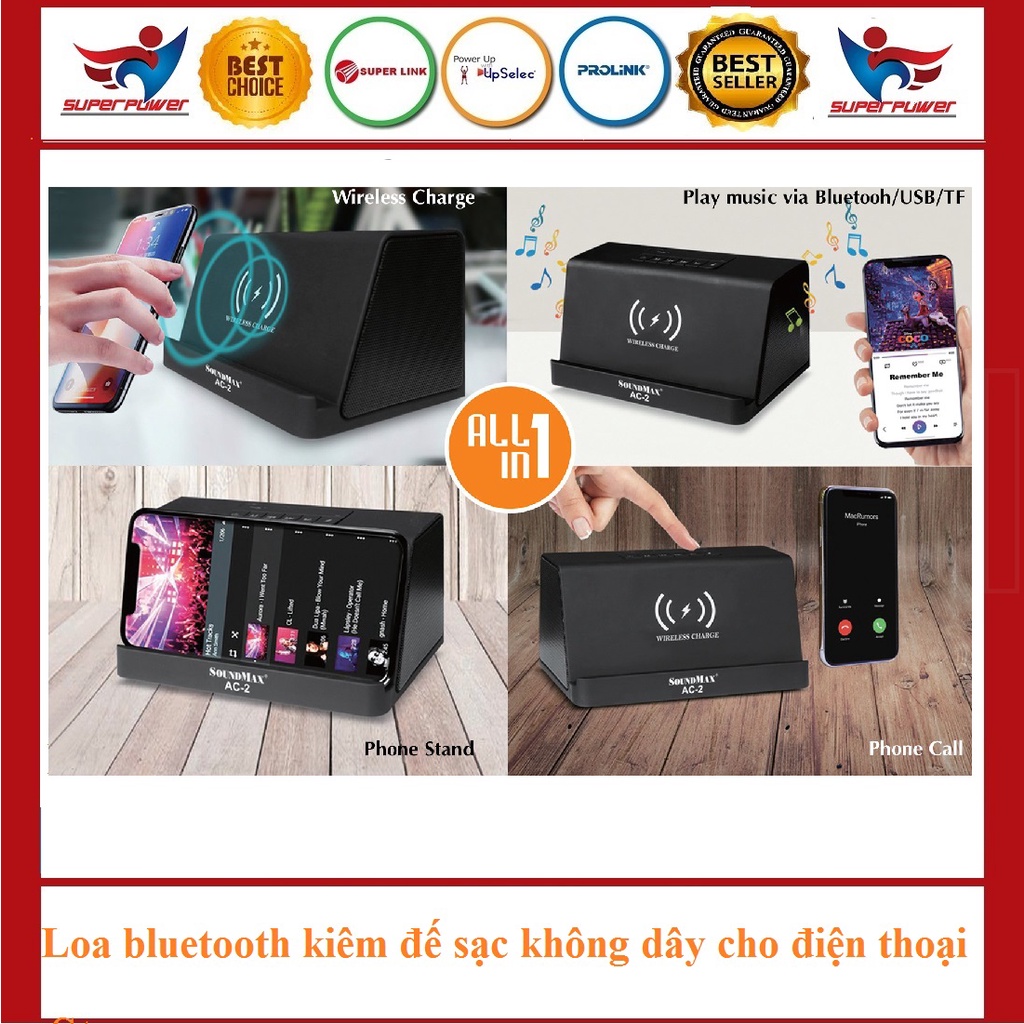 Loa bluetooth kiêm đế sạc không dây cho điện thoại Soundmax AC-2