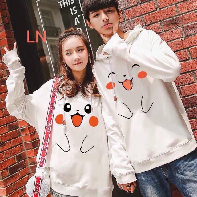 set 2 Áo đôi hôdie hoạt hình, áo đôi hoodie mặt thỏ