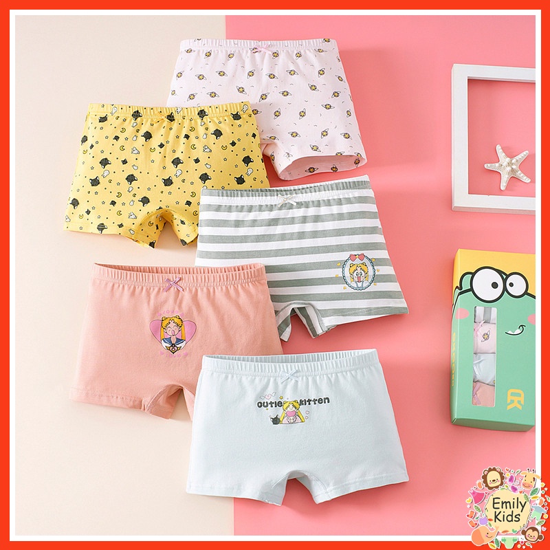 Set 5 QuầN LóT Boxer Cotton ThờI Trang Cho Bé GáI (3-12 TuổI)