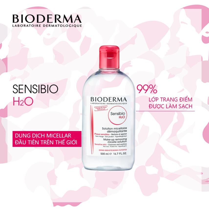 Nước tẩy trang Bioderma H20 dành cho da dầu Sebium, da nhạy cảm Sensibio 100ml , 500ml