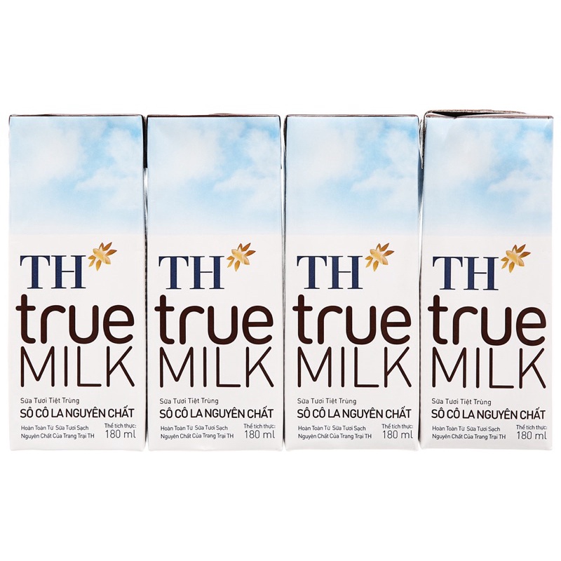 LỐC 4 HỘP SỮA TH TRUE MILK 180ML CÓ ĐƯỜNG/ ÍT ĐƯỜNG/ KHÔNG ĐƯỜNG/ DÂU/ SOCOLA