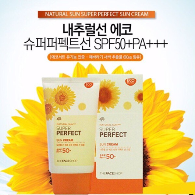 [CÓ SẴN] Kem chống nắng The Faceshop Natural Sun Eco Super Perfect Sun Cream
