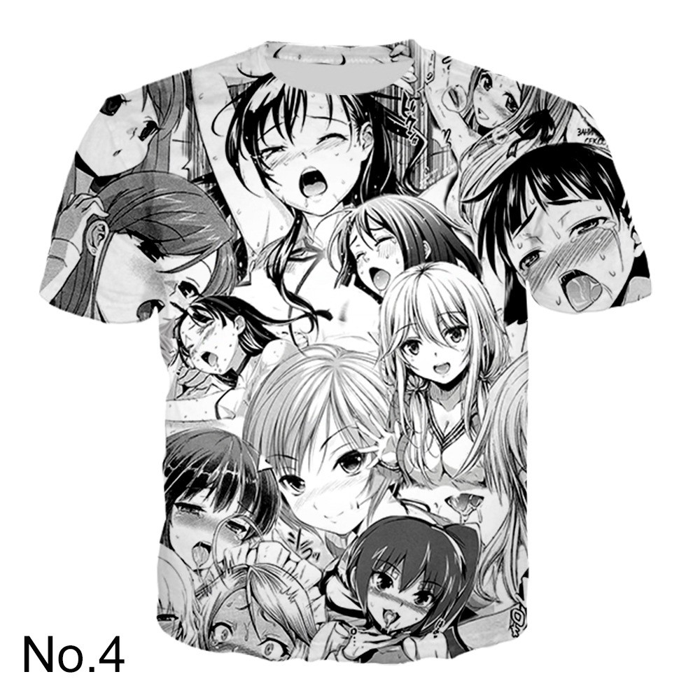 Áo Thun Ngắn Tay In Hình 3D Phong Cách Ahegao Thời Trang Nam Nữ