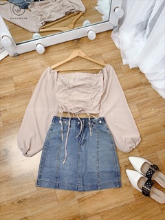 Áo croptop rút dây - nhiều màu