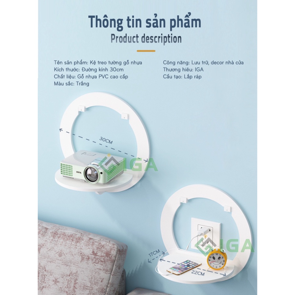 Kệ Treo Tường Trang Trí IGA Để Lọ Hoa và Decor Không Gian - IG389