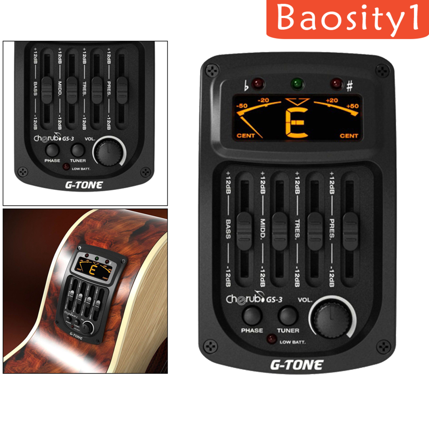 [BAOSITY1]Acoustic Guitar Piezo Pickup Preamp Equalizer Tuner System LCD Display GS-3