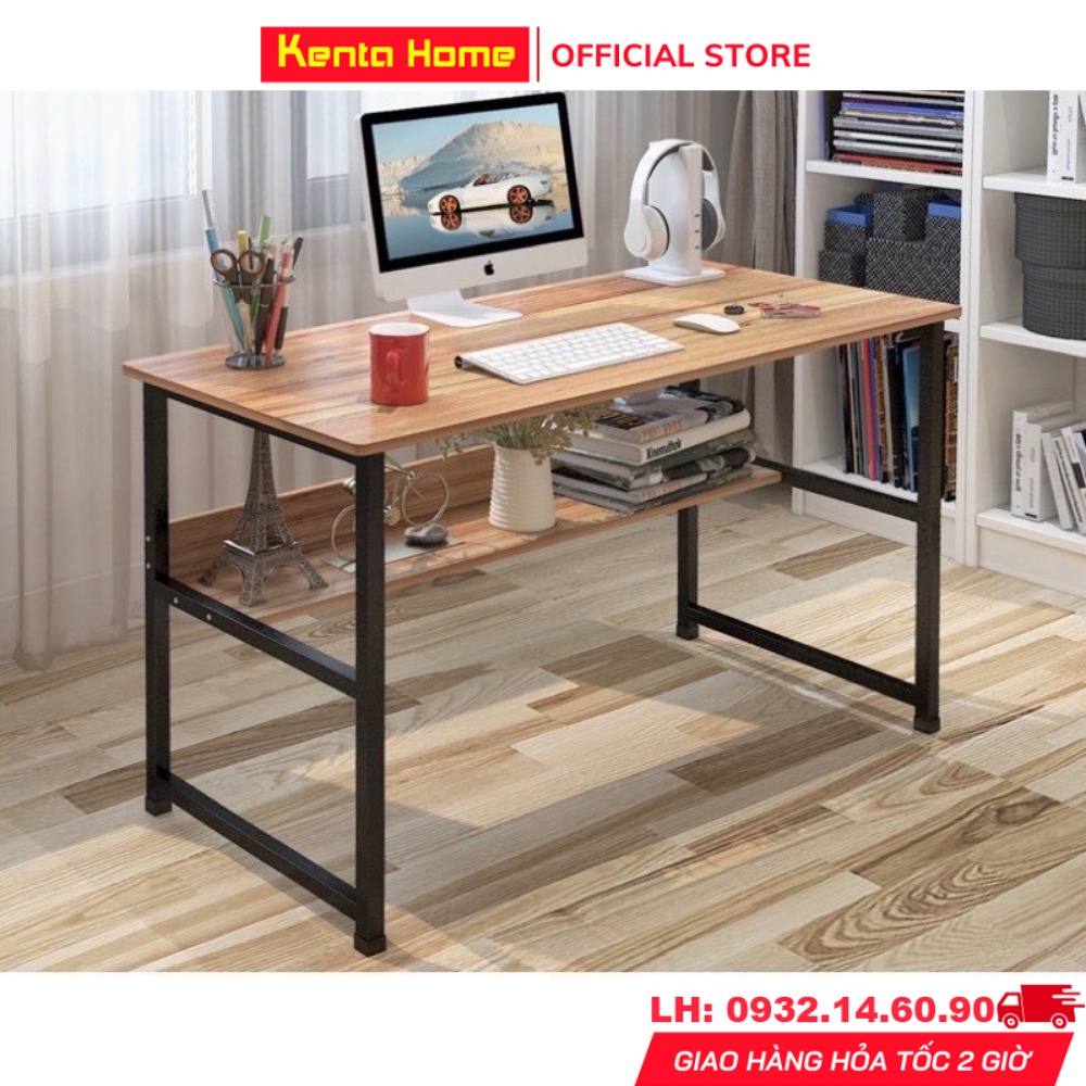 Bàn làm việc, học tập, văn phòng, kích thước 80x40x73cm có hai tầng Chân sắt U2 BLV02. Đầy đủ phụ kiện ốc và vít lắp ráp