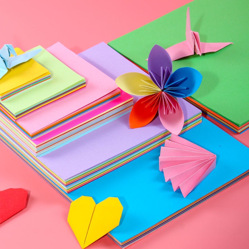 Giấy màu A4 Giấy origami giấy in thẻ giấy sao chép Giấy gấp origami vuông Giấy origami Cắt 10 màu/ng