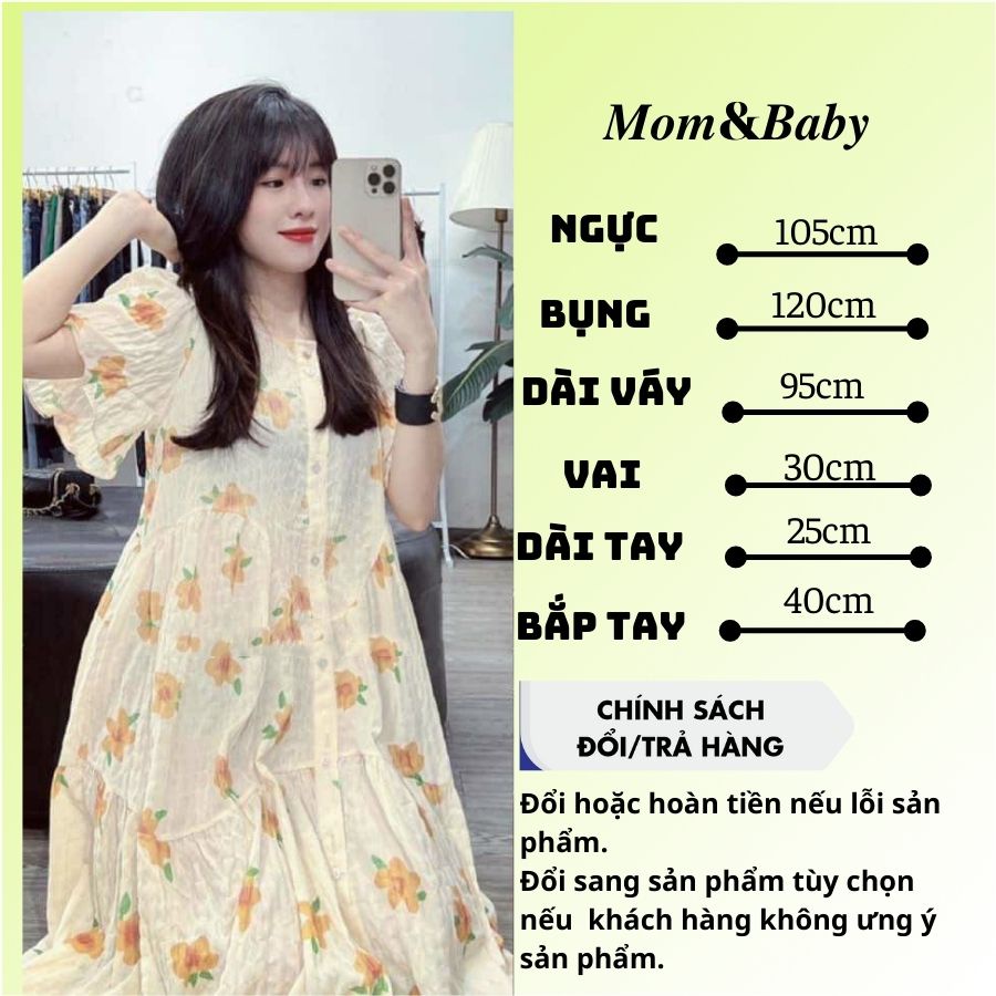 Đầm Bầu Váy Bầu Hoa Nhí Cổ Tròn Dáng Xòe Đi Chơi Dự Tiệc Mùa Hè Dáng Dài M557 Mom and Baby
