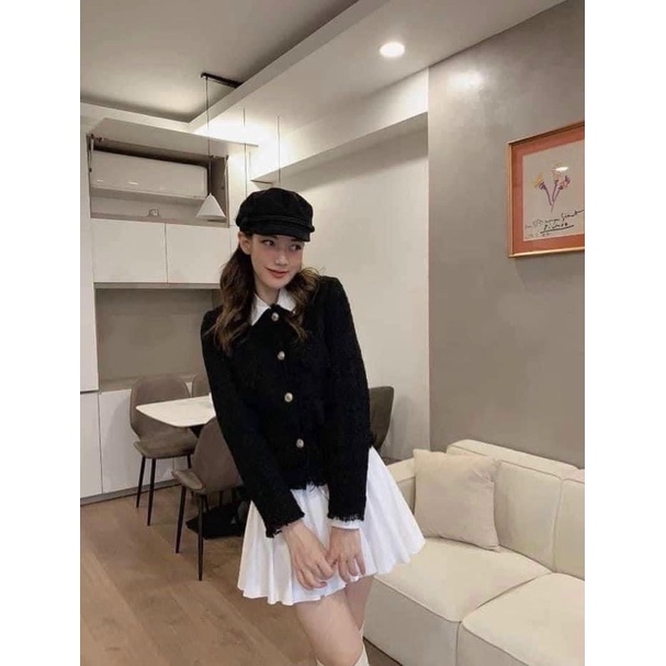 Áo dạ TWEET đen khuy sang chảnh | BigBuy360 - bigbuy360.vn