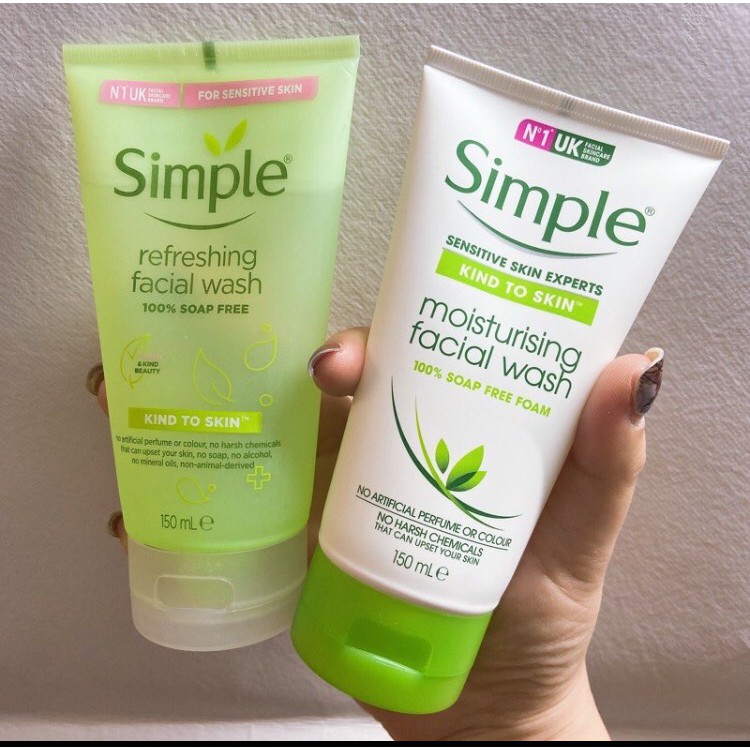 Sữa Rửa Mặt Dạng Gel Simple Kind To Skin Refreshing Facial Wash Gel, SRM sạch sâu Moisturising Facial Wash