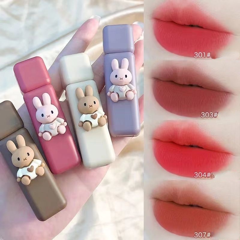 Set 4 Son Môi HengFang Chống Dính Cốc Không Phai Thiết Kế Vỏ Son Hình Thỏ Dễ Thương