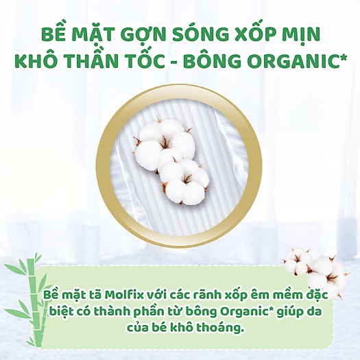 Tã/bỉm Quần/Dán Molfix thiên nhiên bông Organic tự nhiên size XXL44 tặng 8