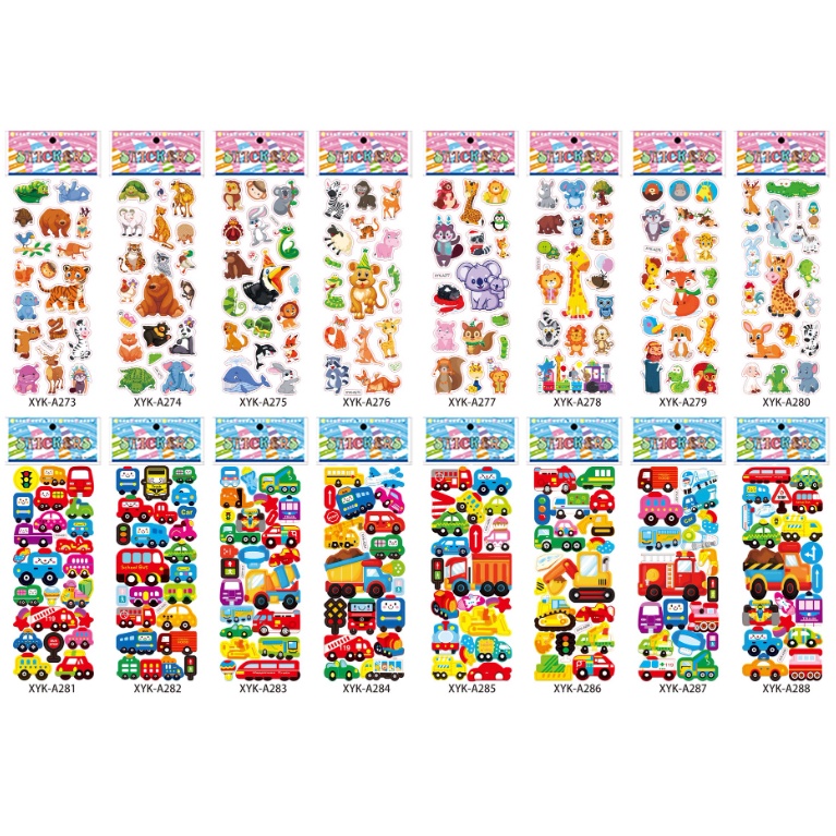 Bộ Sticker dán 3D nhiều mẫu đáng yêu cho các bé