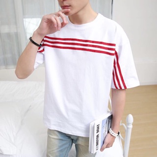 [NEW ARRIVAL] [FREESHIP] ÁO PHÔNG NAM TAY LỠ OVERTEE VIỀN BA SỌC BASIC ĐEN/TRẮNG/ĐỎ
