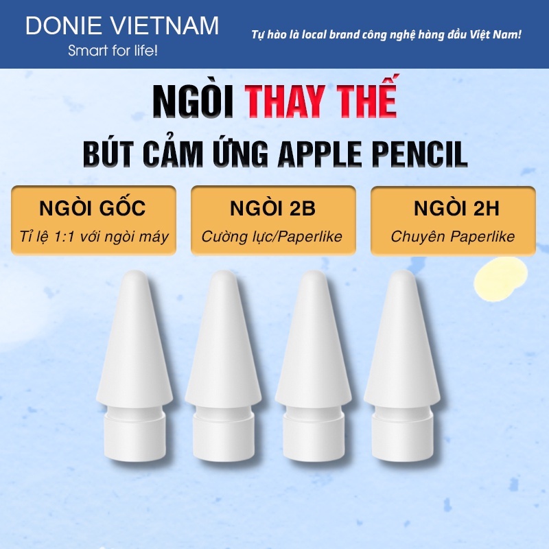 Đầu Ngòi Bút Thay Thế Cho Apple Pencil 2 & 1, Stylus Pencil - Donie Pen Nib Chuyên Vẽ Paperlike Mượt Mà Như Ngòi Gốc