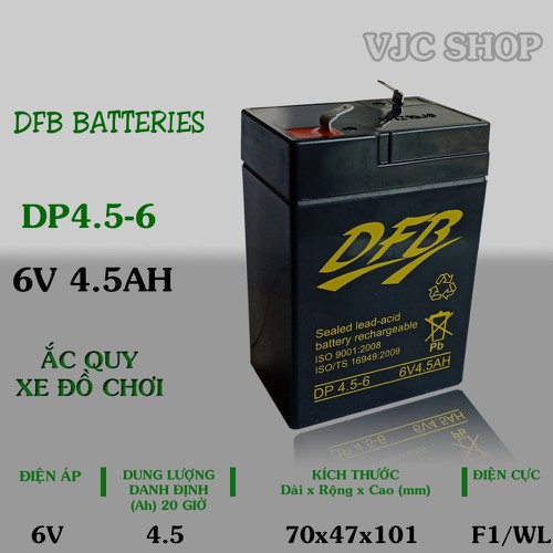 Bình ắc quy xe đồ chơi 6V 4.5AH hãng DFB - DP4.5-6-TOY