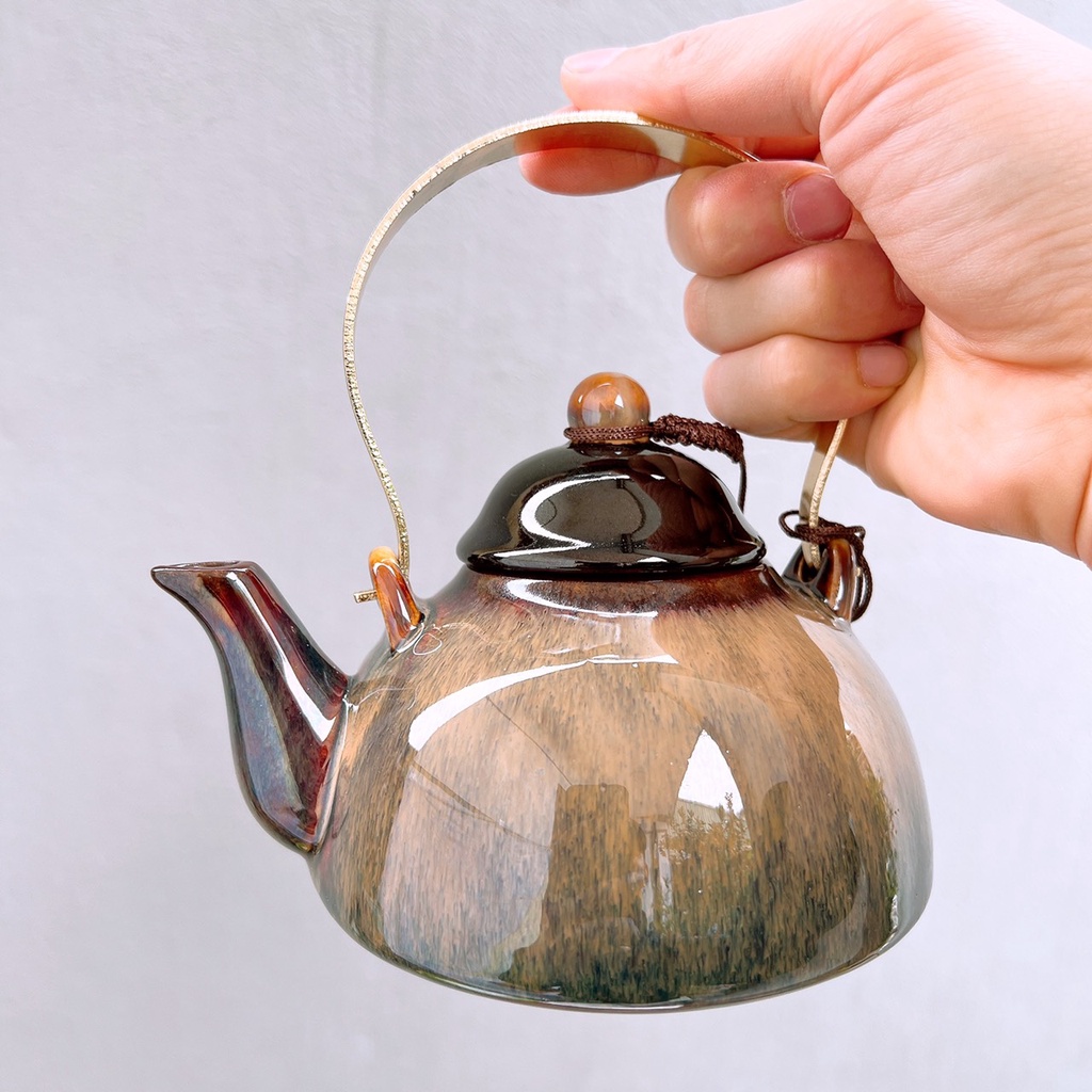 Bộ ấm chén uống trà  Gốm Sứ Bát Tràng  bộ ấm trà,Chuông Gấm cao cấp decor GOMPHUQUY THH01