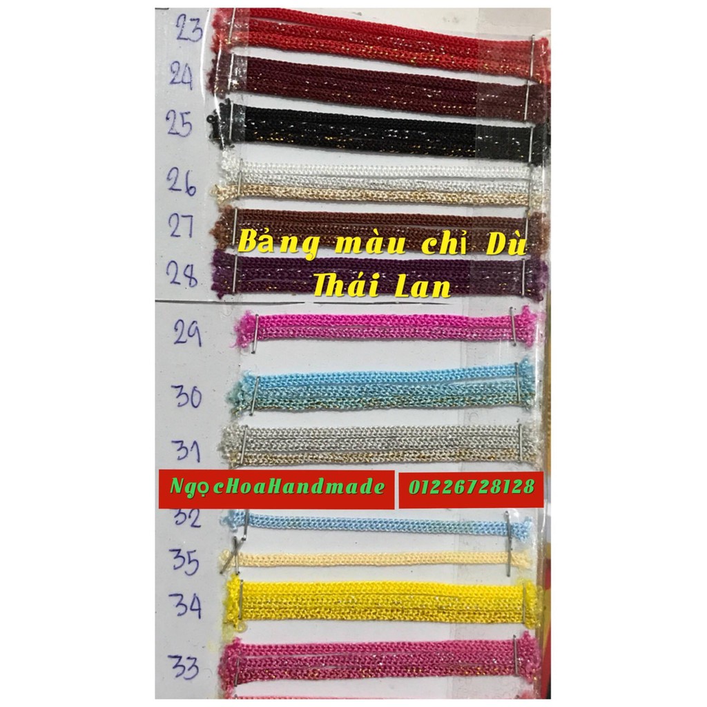 CHỈ DÙ THÁI LAN MÀU CÓ KIM TUYẾN BLUE, PINK, PURPLE,...  115K  CUỘN 250GR