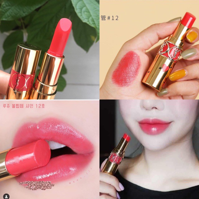 Son th i YSL Rouge Volupte Shine mau 12 Corail Dolman v vang Son bong TheFaceHolic