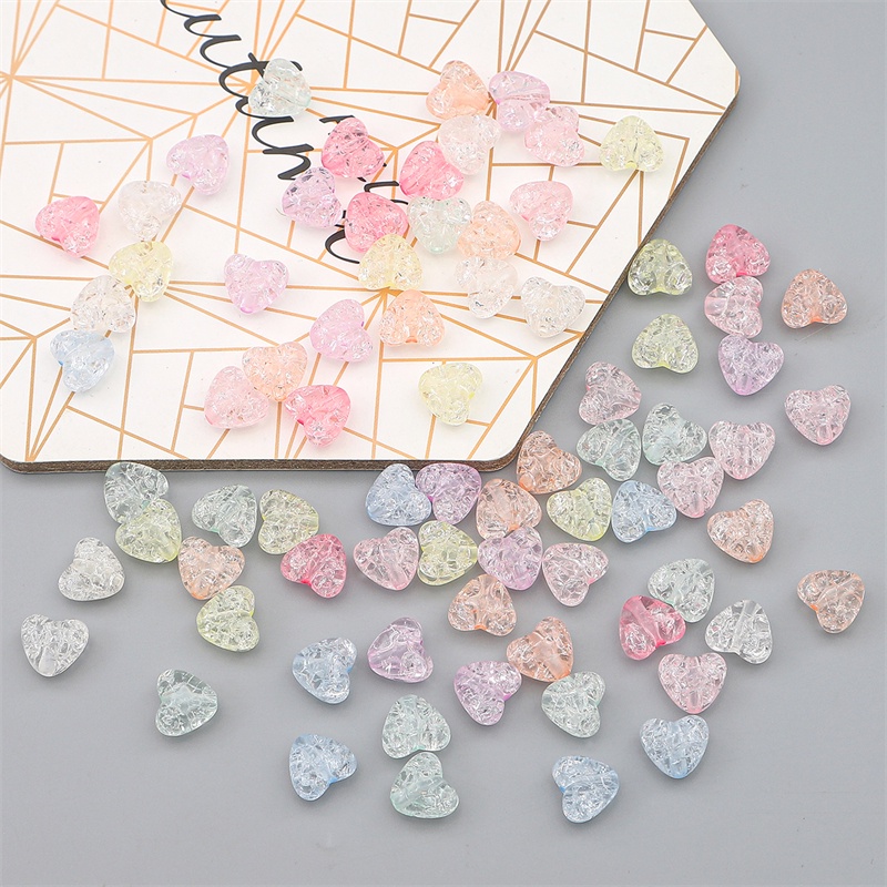 Bộ 70 Hạt Xỏ Lỗ Hình Trái Tim Bằng Acrylic Dùng Làm Trang Sức DIY