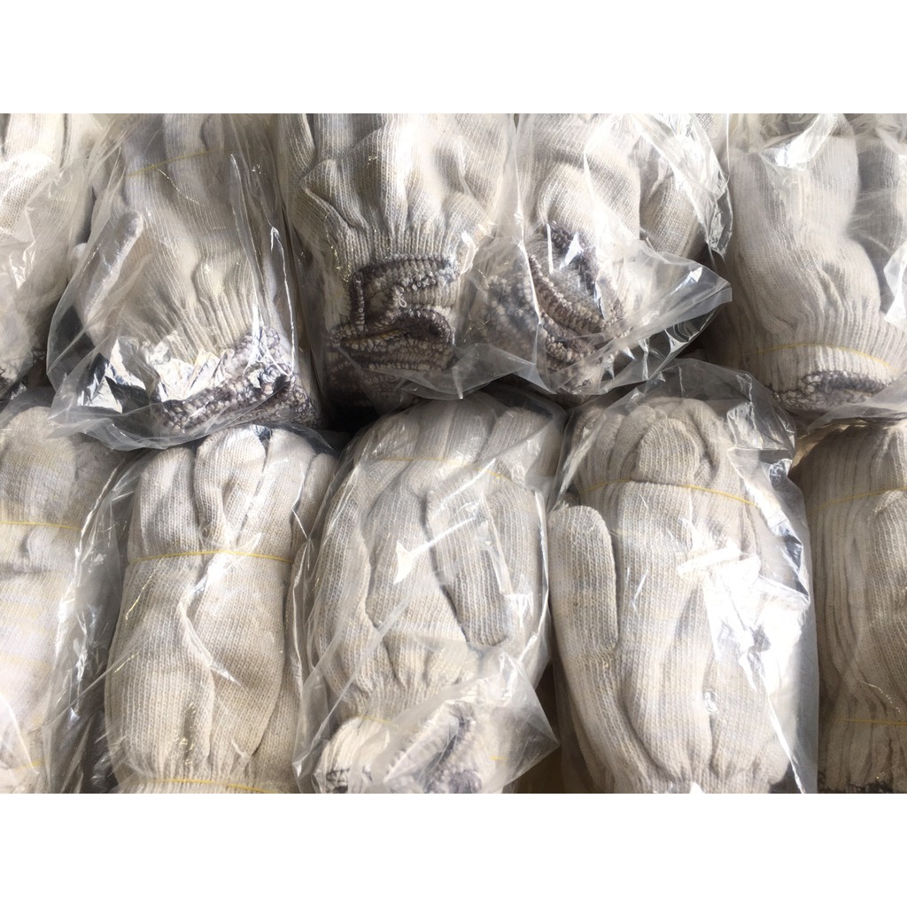 10 ĐÔI Găng tay bảo hộ lao động sợi len 50g ôm sát, chống trượt, thao tác linh hoạt, găng tay len trắng-loại dày