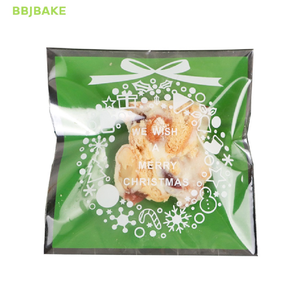 Set 50 / 100 Túi Nhựa Đựng Bánh Kẹo Giáng Sinh Tự Dính