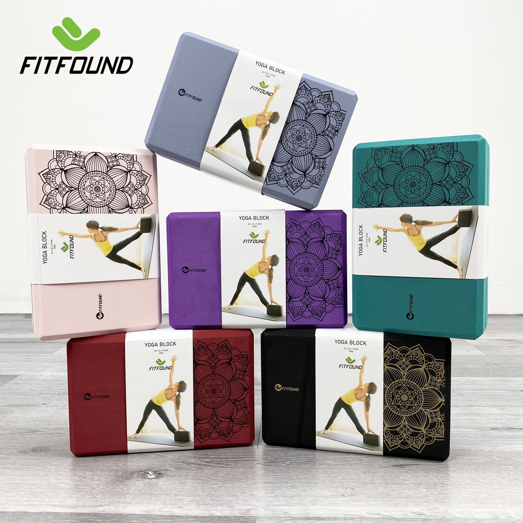 Gạch gối tập yoga eva nặng 300g in hoa mandala độ cứng cao không lún- Yoga block