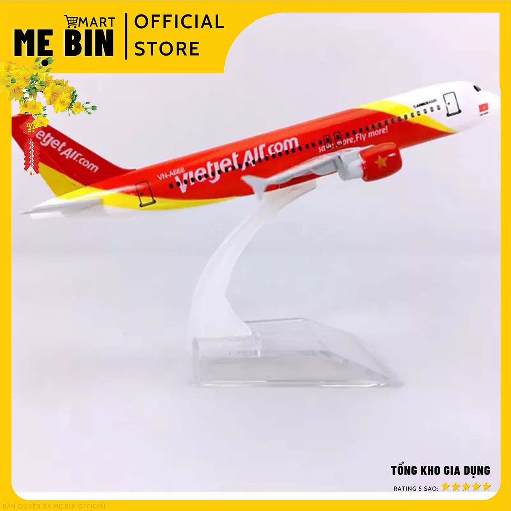 Mô Hình Máy Bay 16cm VietJet ( Màu Đỏ) Mô Hình Đồ Chơi Cho Bé + Kèm Đế Trưng Bày - Mẹ Bin Mart