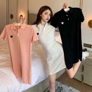 Đầm tay ngắn màu trơn thời trang Hàn Quốc đơn giản