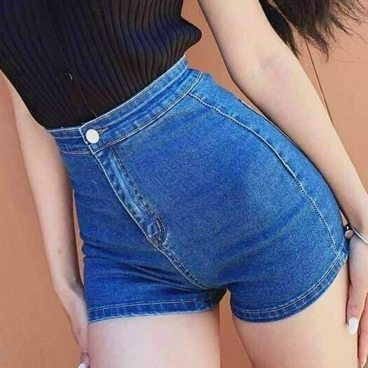 quần short jean trơn co giãn Trơn