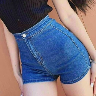 Quần short jean trơn co giãn Trơn