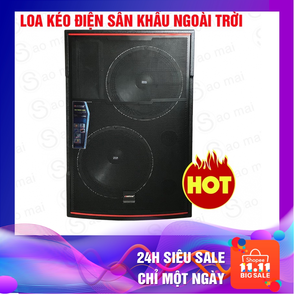 Loa kéo OMATON P-5600K, loa karaoke thùng gỗ bass đôi 30cm, công suất đỉnh 980W, kèm 2 micro UHF