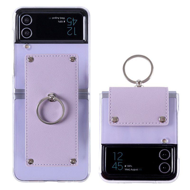 Ốp lưng samsung galaxy Z FLip 4 trong suốt kèm khóa da gắn móc đeo