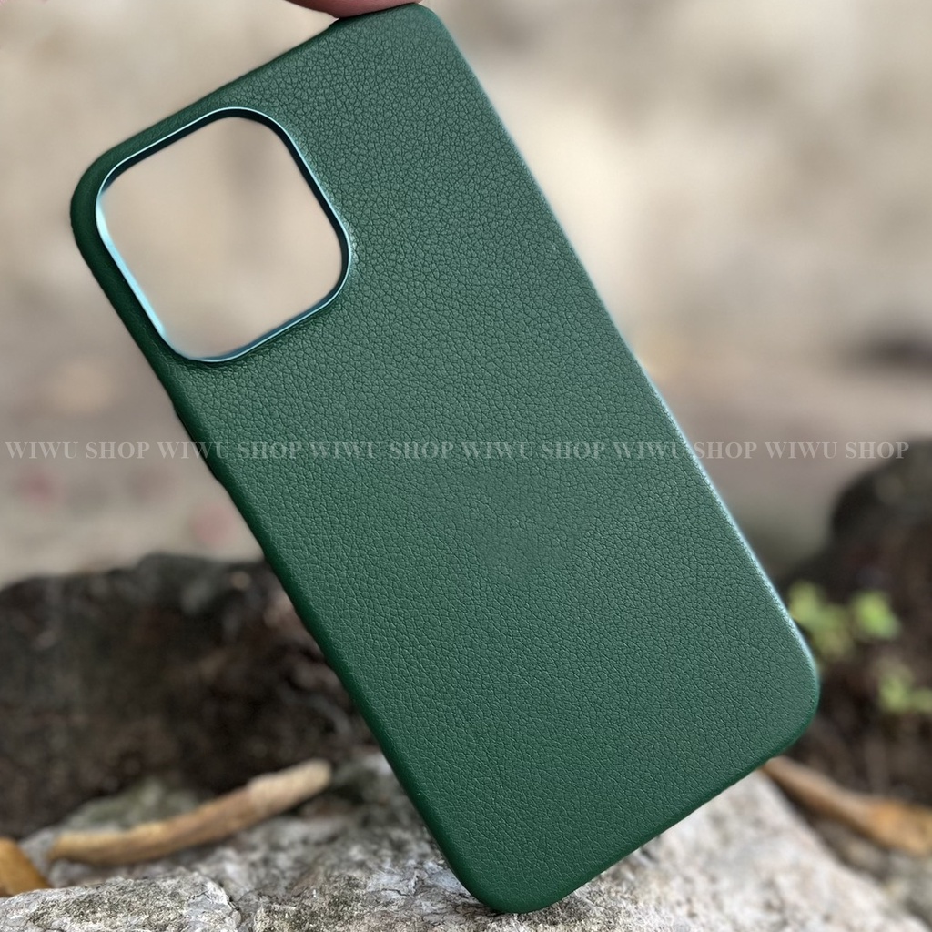 Ốp Lưng da thật WIWU Calfskin Geniunne Leather Cho Smart Phone 13 Pro , Max , chống sốc chính hãng cao cấp
