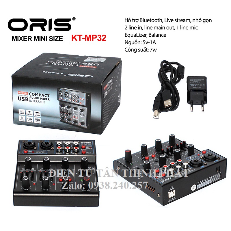 Bàn mixer live stream mini oris KT-MP32 có bluetooth - bàn mixer karaoke - mixer bàn oris