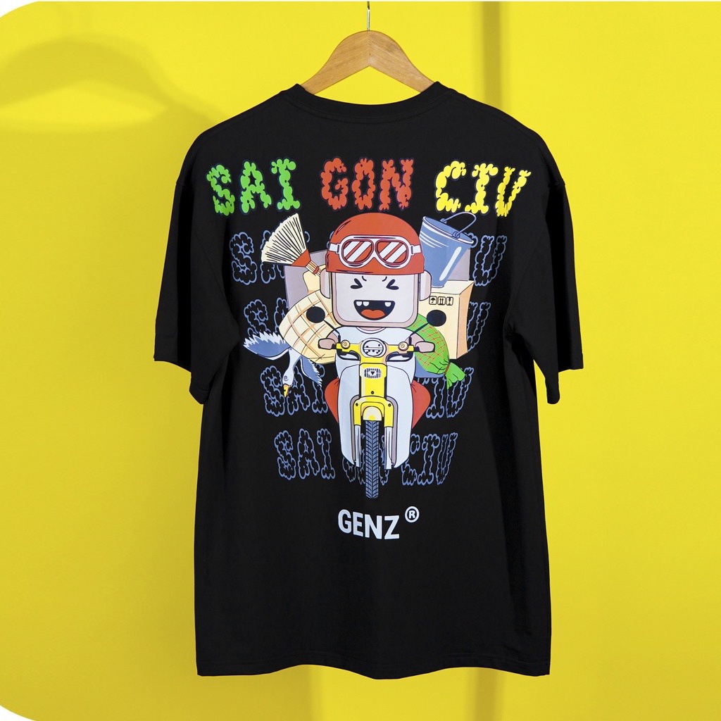 Áo thun tay lỡ GENZ phông unisex nam nữ cotton oversize form rộng Sài Gòn Ciu Về Quê