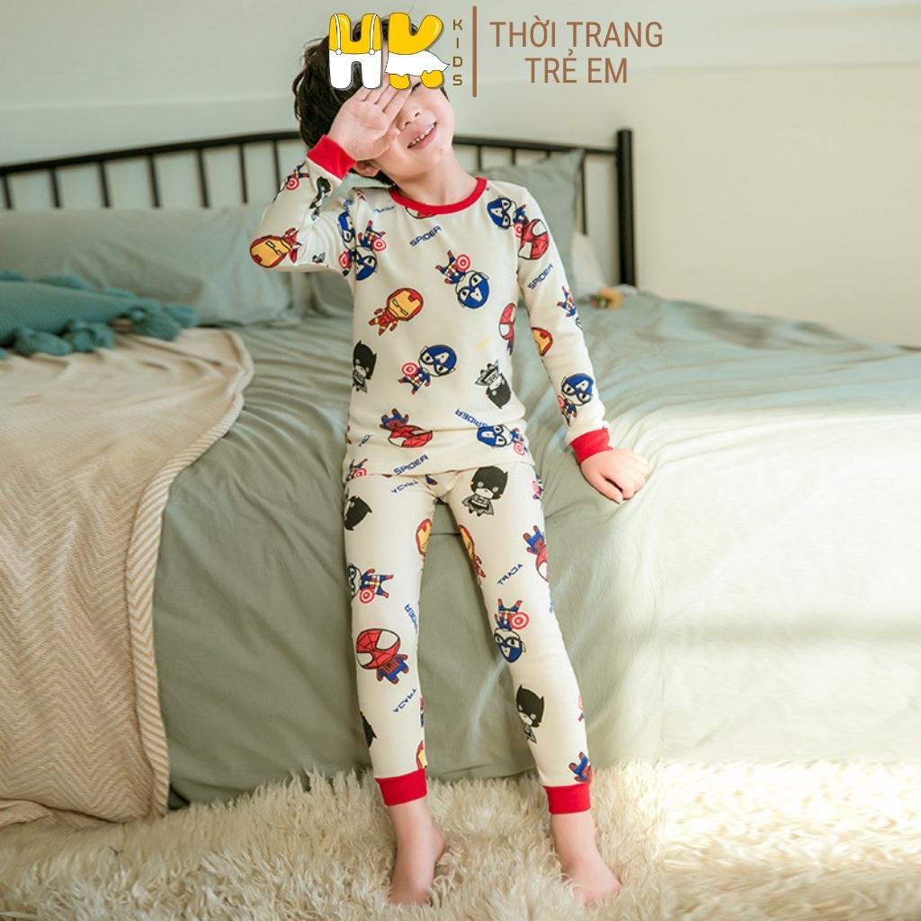 Bộ quần áo cho bé trai HK KIDS dài tay đông xuân chất cotton dày dặn size cho bé từ 2-10 tuổi hàng chính hãng