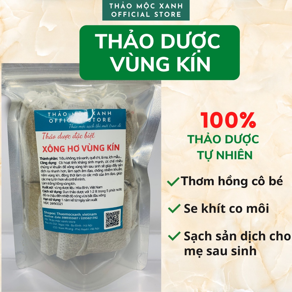 Thảo Dược Xông Hơ vùng kín làm hồng, se khít, sạch sản dịch sau sinh - dạng túi lọc tiện lợi.