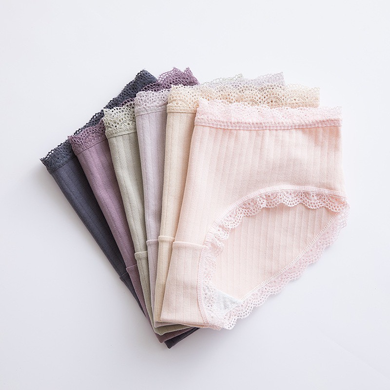 Quần Lót Nữ ❤️FREESHIP❤️ Quần Lót Nữ Cotton gân tăm kháng khuẩn mềm mại ❤️ Quần Lót Cotton phối viền ren mã 1005 | BigBuy360 - bigbuy360.vn