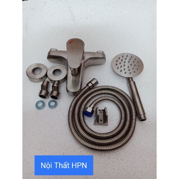 BỘ CỦ SEN TẮM  NÓNG LẠNH TRÒN INOX SUS 304 CAO CẤP CS01 (TRẮNG VÁNG)