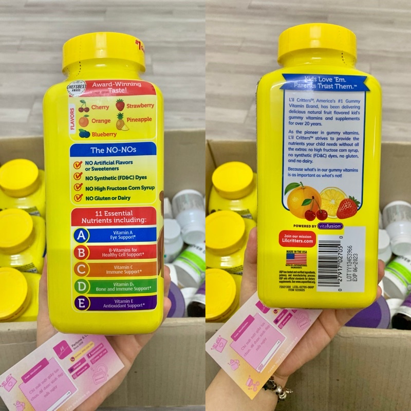 Kẹo dẻo Gấu Gummy bổ sung Vitamin L’il Critters Gummy Vites 300 viên - Bill Mỹ (chính hãng)