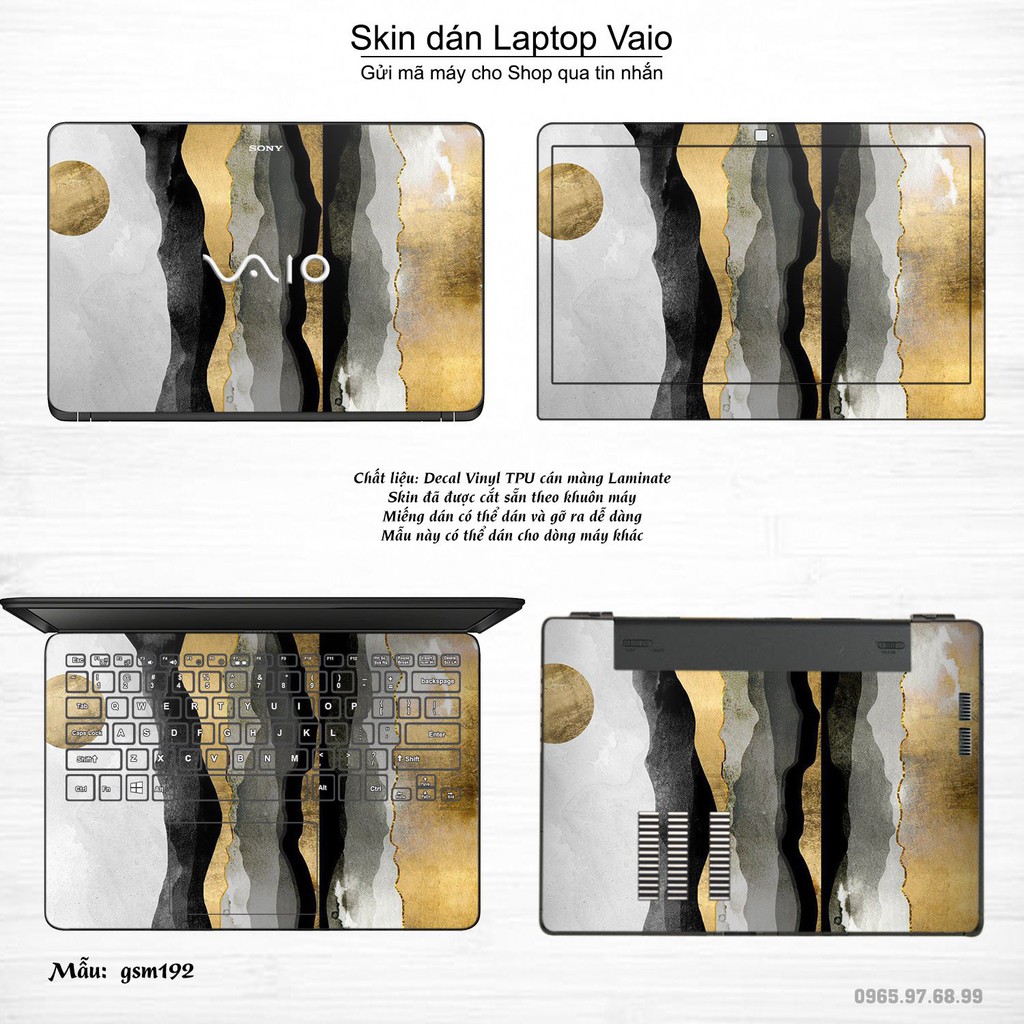 Skin dán Laptop Sony Vaio in hình sơn mài (inbox mã máy cho Shop)