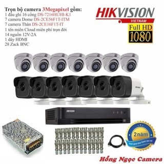 Trọn bộ 14 camera quan sát hikvision tvi 3 megapixel ds-2ce16f1t-it-14