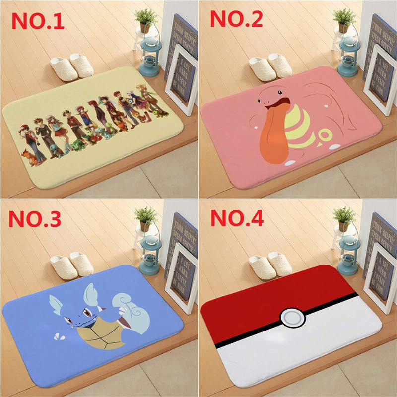 Thảm lót cửa chùi chân Chống Trượt In Hình Pokemon 40x60cm