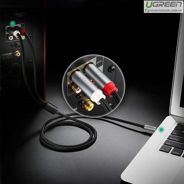 Cáp Âm Thanh 3,5mm Sang 2 Đầu Cực Ugreen AV135 Chính Hãng