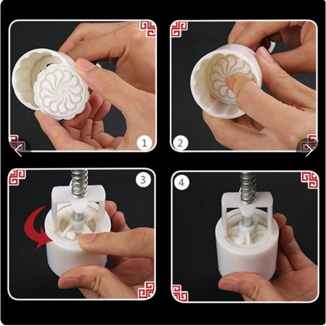 Khuôn trung thu nhấn lò xo 4 mặt tròn 100gr