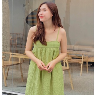| 𝘽𝙇𝘼𝘾𝙆 𝙁𝙍𝙄𝘿𝘼𝙔 | Váy Fabric Holic 2 dây xanh cốm