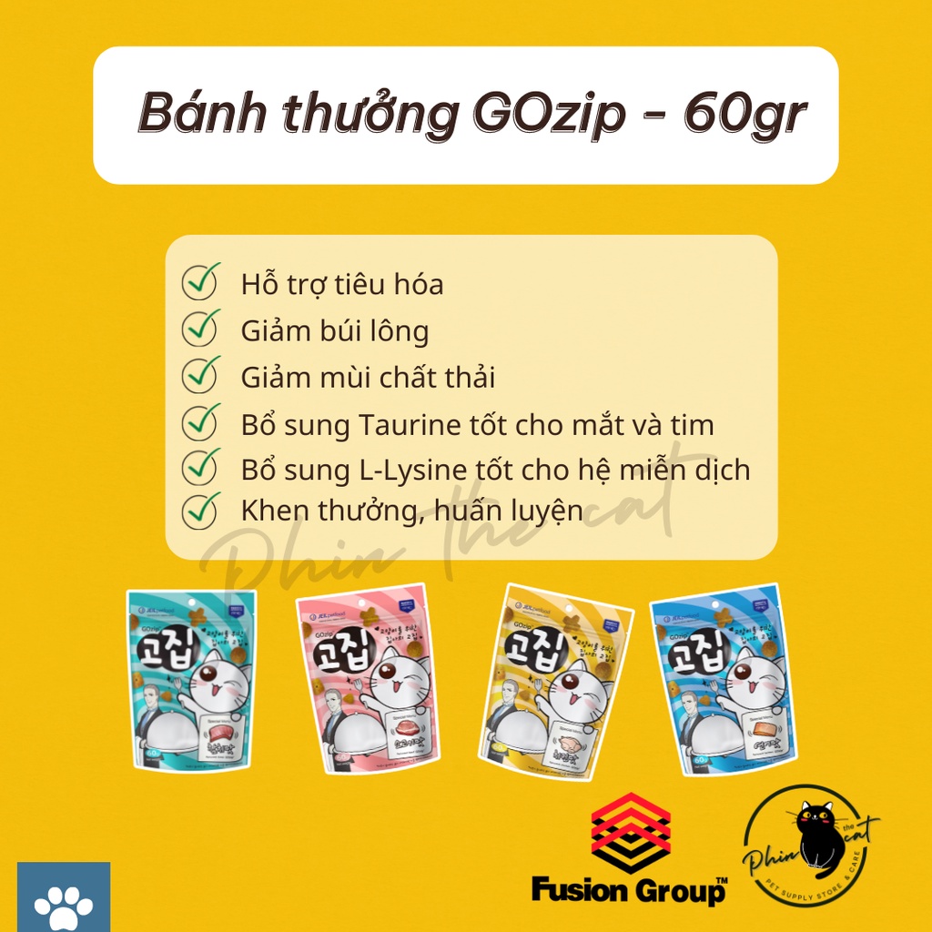 [XẢ KHO - DATE 04/2022] Bánh thưởng dinh dưỡng cho mèo GOzip - 60gr - Nhập khẩu Hàn Quốc | phinthecat